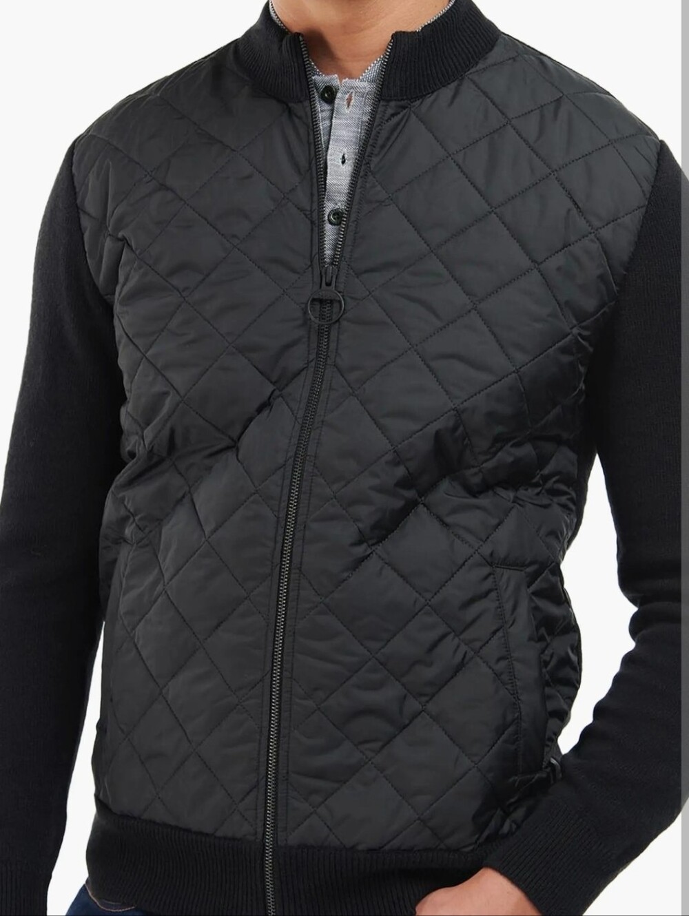 Barbour Essential Diamond Quilt Contrast Zip Jacket